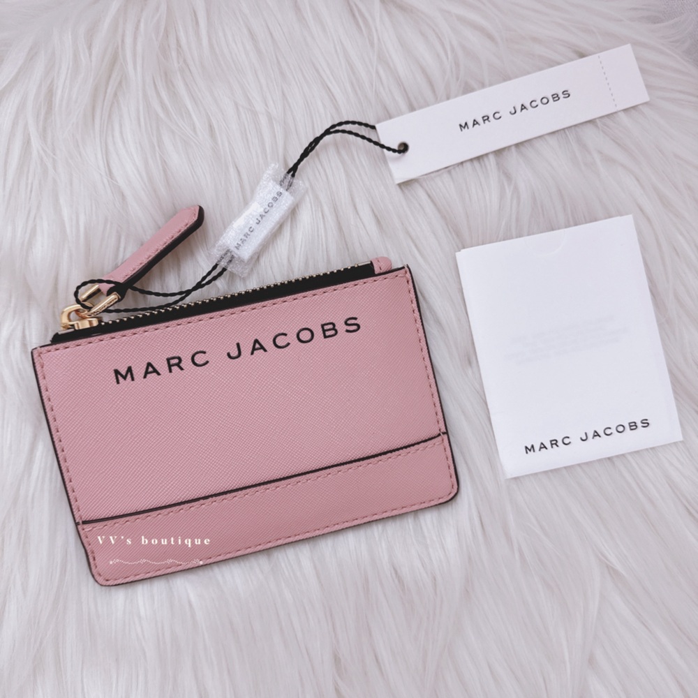 NWT Marc Jacobs Saffiano Leather Top Zip Card Holder Rose Pink M0015056